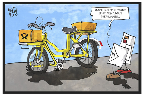 Cartoon: Post und Flixbus (medium) by Kostas Koufogiorgos tagged karikatur,koufogiorgos,illustration,cartoon,post,postbus,fahrrad,briefträger,brief,passagier,flixbus,übernahme,konkurrent,fernbus,wirtschaft,karikatur,koufogiorgos,illustration,cartoon,post,postbus,fahrrad,briefträger,brief,passagier,flixbus,übernahme,konkurrent,fernbus,wirtschaft