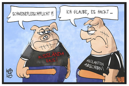 Cartoon: Rechtsextremismus (medium) by Kostas Koufogiorgos tagged karikatur,koufogiorgos,illustration,cartoon,schweinefleischpflicht,schwein,rechtsextremismus,terrorismus,fremdenfeindlichkeit,karikatur,koufogiorgos,illustration,cartoon,schweinefleischpflicht,schwein,rechtsextremismus,terrorismus,fremdenfeindlichkeit