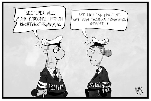 Cartoon: Rechtsextremismus (medium) by Kostas Koufogiorgos tagged karikatur,koufogiorgos,illustration,cartoon,rechtsextremismus,personal,polizei,polizist,fachkräftemangel,karikatur,koufogiorgos,illustration,cartoon,rechtsextremismus,personal,polizei,polizist,fachkräftemangel