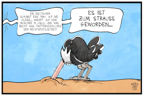 Cartoon: Rechtspopulisten-Tweets (medium) by Kostas Koufogiorgos tagged karikatur,koufogiorgos,illustration,cartoon,afd,twitter,tweet,vogel,straftat,anschlag,ausländer,partei,populismus,social,media,karikatur,koufogiorgos,illustration,cartoon,afd,twitter,tweet,vogel,straftat,anschlag,ausländer,partei,populismus,social,media