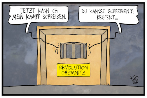 Cartoon: Revolution Chemnitz (medium) by Kostas Koufogiorgos tagged karikatur,koufogiorgos,illustration,cartoon,revolution,chemnitz,zelle,gefängnis,haft,rechtsextremismus,bildung,lesen,karikatur,koufogiorgos,illustration,cartoon,revolution,chemnitz,zelle,gefängnis,haft,rechtsextremismus,bildung,lesen