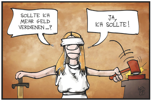 Cartoon: Richterbesoldung (medium) by Kostas Koufogiorgos tagged karikatur,koufogiorgos,illustration,cartoon,justitia,gericht,richter,urteil,besoldung,geld,lohn,bvg,arbeit,karikatur,koufogiorgos,illustration,cartoon,justitia,gericht,richter,urteil,besoldung,geld,lohn,bvg,arbeit