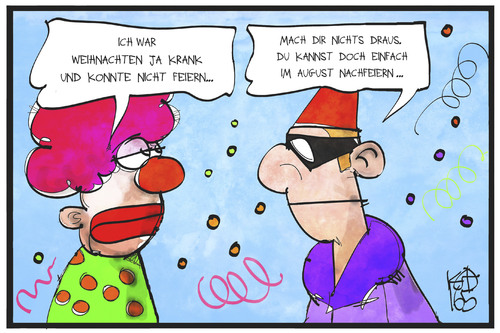 Cartoon: Rosenmontag (medium) by Kostas Koufogiorgos tagged karikatur,koufogiorgos,illustration,cartoon,karneval,rosenmontag,fasching,clown,kostuem,verkleidung,weihnachten,feier,helau,karikatur,koufogiorgos,illustration,cartoon,karneval,rosenmontag,fasching,clown,kostuem,verkleidung,weihnachten,feier,helau