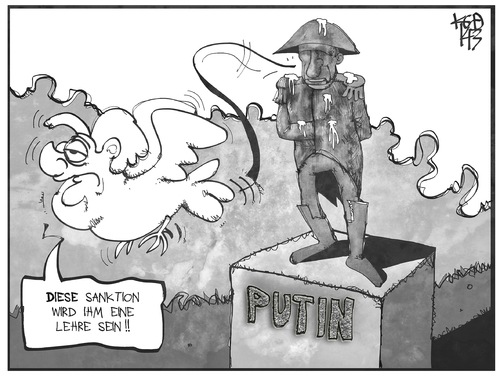 Cartoon: Russland-Sanktionen (medium) by Kostas Koufogiorgos tagged illustration,cartoon,karikatur,koufogiorgos,putin,statue,napoleon,russland,merkel,deutschland,sanktion,vogel,vogeldreck,denkmal,politik,konflikt,krise,aussenpolitik,illustration,cartoon,karikatur,koufogiorgos,putin,statue,napoleon,russland,merkel,deutschland,sanktion,vogel,vogeldreck,denkmal,politik,konflikt,krise,aussenpolitik