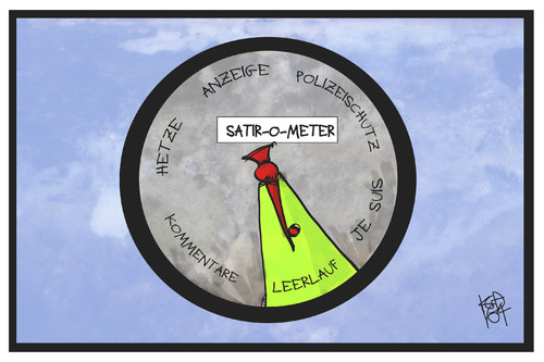 Cartoon: Satir-o-meter (medium) by Kostas Koufogiorgos tagged karikatur,koufogiorgos,illustration,cartoon,satirometer,bedrohung,uhr,anzeige,satire,je,suis,steigerung,gefahr,messgeraet,karikatur,koufogiorgos,illustration,cartoon,satirometer,bedrohung,uhr,anzeige,satire,je,suis,steigerung,gefahr,messgeraet