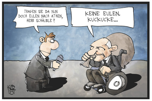 Cartoon: Schäuble privatisiert (medium) by Kostas Koufogiorgos tagged karikatur,koufogiorgos,illustration,cartoon,schäuble,eulen,kuckuck,vogel,privatisierung,griechenland,schuldenkrise,politik,reporter,presse,medien,karikatur,koufogiorgos,illustration,cartoon,schäuble,eulen,kuckuck,vogel,privatisierung,griechenland,schuldenkrise,politik,reporter,presse,medien