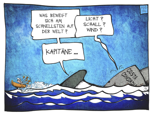 Cartoon: Schiffsunglücke (medium) by Kostas Koufogiorgos tagged karikatur,koufogiorgos,illustration,cartoon,sewol,costa,concordia,kapitän,geschwindigkeit,flucht,feigling,rettungsboot,schiff,unglück,untergang,havarie,katastrophe,südkorea,meer,karikatur,koufogiorgos,illustration,cartoon,sewol,costa,concordia,kapitän,geschwindigkeit,flucht,feigling,rettungsboot,schiff,unglück,untergang,havarie,katastrophe,südkorea,meer