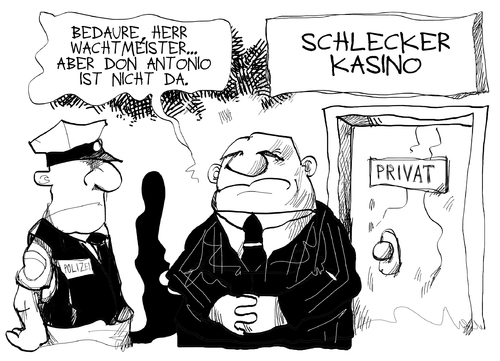 Cartoon: Schlecker (medium) by Kostas Koufogiorgos tagged schlecker,ermittlung,polizei,razzia,insolvenz,untreue,anton,wirtschaft,karikatur,kostas,koufogiorgos