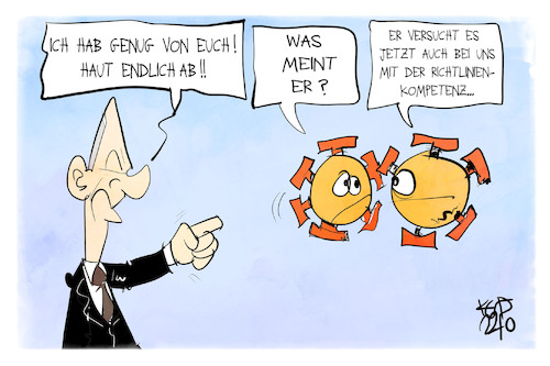 Cartoon: Scholz und Corona (medium) by Kostas Koufogiorgos tagged karikatur,koufogiorgos,scholz,corona,virus,pandemie,richtlinienkompetenz,karikatur,koufogiorgos,scholz,corona,virus,pandemie,richtlinienkompetenz