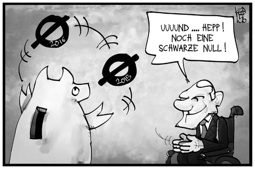 Cartoon: Schwarze Null (medium) by Kostas Koufogiorgos tagged cartoon,illustration,koufogiorgos,karikatur,wirtschaft,null,haushalt,sparschwein,schäuble,politik,jonglage,kunststück,zirkus,finanzen,karikatur,koufogiorgos,illustration,cartoon,schäuble,sparschwein,haushalt,null,wirtschaft,finanzen,zirkus,kunststück,jonglage,politik