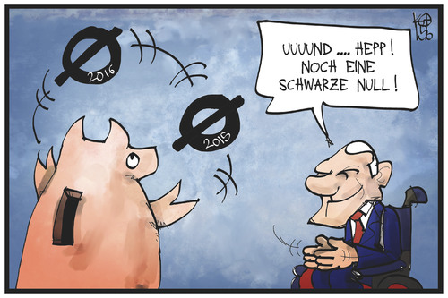 Cartoon: Schwarze Null (medium) by Kostas Koufogiorgos tagged cartoon,illustration,koufogiorgos,karikatur,wirtschaft,null,haushalt,sparschwein,schäuble,politik,jonglage,kunststück,zirkus,finanzen,karikatur,koufogiorgos,illustration,cartoon,schäuble,sparschwein,haushalt,null,wirtschaft,finanzen,zirkus,kunststück,jonglage,politik