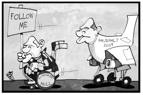 Cartoon: Schwarze Null (medium) by Kostas Koufogiorgos tagged karikatur,koufogiorgos,illustration,cartoon,schäuble,scholz,follow,me,richtung,null,etat,haushalt,finanzminister,karikatur,koufogiorgos,illustration,cartoon,schäuble,scholz,follow,me,richtung,null,etat,haushalt,finanzminister