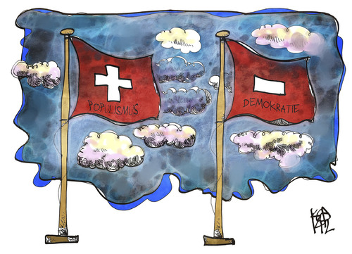 Cartoon: Schweiz- Plus und Minus (medium) by Kostas Koufogiorgos tagged karikatur,illustration,cartoon,koufogiorgos,schweiz,volksentscheid,europa,zuwanderung,immigration,migration,populismus,demokratie,flagge,fahne,plus,minus,karikatur,illustration,cartoon,koufogiorgos,schweiz,volksentscheid,europa,zuwanderung,immigration,migration,populismus,demokratie,flagge,fahne,plus,minus