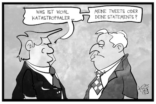 Cartoon: Trump und Seehofer (medium) by Kostas Koufogiorgos tagged karikatur,koufogiorgos,illustration,cartoon,trump,seehofer,twitter,tweets,politik,csu,katastrophe,diplomatie,karikatur,koufogiorgos,illustration,cartoon,mutti,problem,migration,neonazi,rechtsextremismus,merkel,seehofer,trump,tweet,veränderung