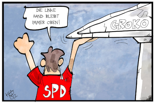 Cartoon: Sie SPD stützt die Groko (medium) by Kostas Koufogiorgos tagged karikatur,koufogiorgos,illustration,cartoon,spd,sozialdemokraten,groko,stütze,links,partei,regierung,koalition,karikatur,koufogiorgos,illustration,cartoon,spd,sozialdemokraten,groko,stütze,links,partei,regierung,koalition