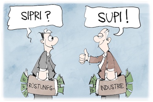 Cartoon: SIPRI-Bericht (medium) by Kostas Koufogiorgos tagged karikatur,koufogiorgos,sipri,rüstungsunternehmen,waffen,industrie,geld,umsatz,geschäft,karikatur,koufogiorgos,sipri,rüstungsunternehmen,waffen,industrie,geld,umsatz,geschäft