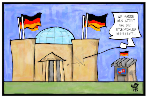 Cartoon: Sitzordnung Bundestag (medium) by Kostas Koufogiorgos tagged karikatur,koufogiorgos,illustration,cartoon,afd,bundestag,sitzordnung,parlament,hütte,nachbar,partei,politik,demokratie,karikatur,koufogiorgos,illustration,cartoon,afd,bundestag,sitzordnung,parlament,hütte,nachbar,partei,politik,demokratie