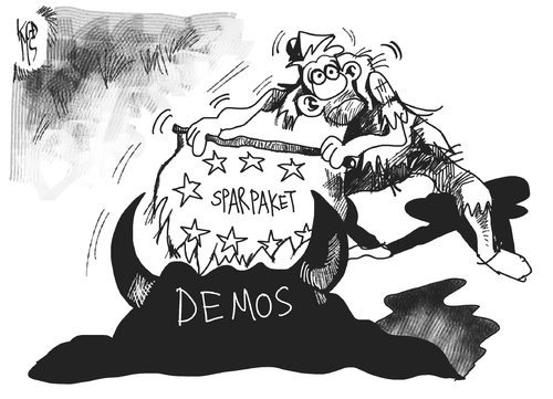 Cartoon: Spanien (medium) by Kostas Koufogiorgos tagged spanien,demonstration,stier,kampf,sparpaket,euro,krise,wirtschaft,arbeitslosigkeit,protest