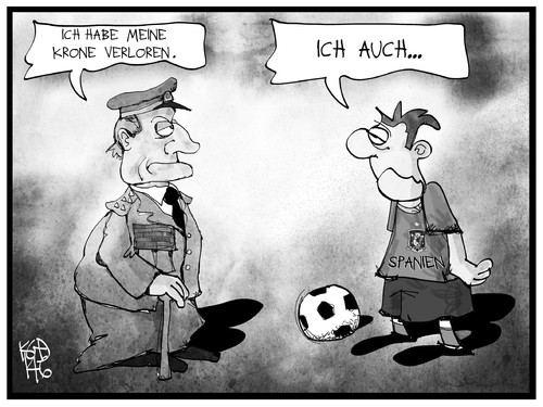 Cartoon: Spaniens Krone (medium) by Kostas Koufogiorgos tagged illustration,cartoon,koufogiorgos,karikatur,spanien,fussball,juan,carlos,könig,abdankung,krone,wm,weltmeisterschaft,monarchie,sport,politik,thronwechsel,illustration,cartoon,koufogiorgos,karikatur,spanien,fussball,juan,carlos,könig,abdankung,krone,wm,weltmeisterschaft,monarchie,sport,politik,thronwechsel