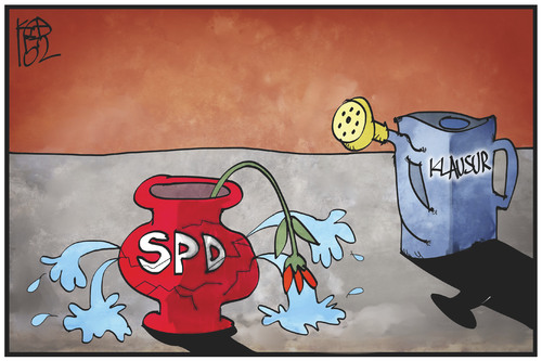 Cartoon: SPD-Klausur (medium) by Kostas Koufogiorgos tagged karikatur,koufogiorgos,illustration,cartoon,spd,klausur,blume,vase,leck,krise,partei,politik,tagung,karikatur,koufogiorgos,illustration,cartoon,spd,klausur,blume,vase,leck,krise,partei,politik,tagung