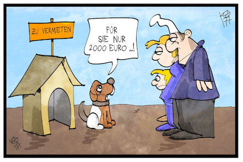 Cartoon: Steigende Mieten (medium) by Kostas Koufogiorgos tagged karikatur,koufogiorgos,illustration,cartoon,hundehütte,familie,michel,mittelschicht,miete,wucher,wohnung,preis,karikatur,koufogiorgos,illustration,cartoon,hundehütte,familie,michel,mittelschicht,miete,wucher,wohnung,preis