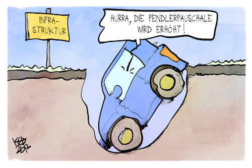 Cartoon: Steuererleichterungen (medium) by Kostas Koufogiorgos tagged karikatur,koufogiorgos,pendlerpauschale,steuern,infrastruktur,schlagloch,auto,karikatur,koufogiorgos,pendlerpauschale,steuern,infrastruktur,schlagloch,auto