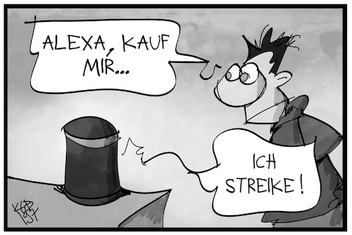 Cartoon: Streik bei Amazon (medium) by Kostas Koufogiorgos tagged karikatur,koufogiorgos,illustration,cartoon,amazon,alexa,streik,sprachassistent,arbeit,soziales,einzelhandel,kunde,handel,online,karikatur,koufogiorgos,illustration,cartoon,amazon,alexa,streik,sprachassistent,arbeit,soziales,einzelhandel,kunde,handel,online