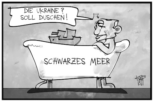 Cartoon: Streit im schwarzen Meer (medium) by Kostas Koufogiorgos tagged karikatur,koufogiorgos,illustration,cartoon,ukraine,russland,putin,meer,badewanne,dusche,krieg,konflikt,karikatur,koufogiorgos,illustration,cartoon,ukraine,russland,putin,meer,badewanne,dusche,krieg,konflikt