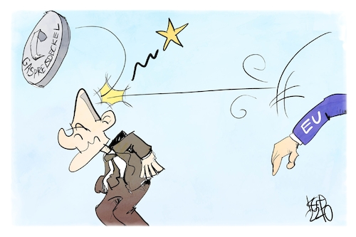 Cartoon: Streit um den Gaspreisdeckel (medium) by Kostas Koufogiorgos tagged karikatur,koufogiorgos,gaspreisdeckel,scholz,eu,energie,gasgipfel,karikatur,koufogiorgos,gaspreisdeckel,scholz,eu,energie,gasgipfel