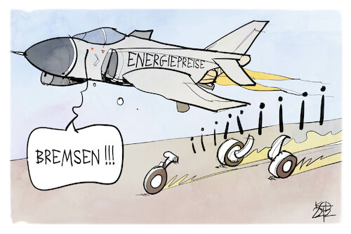 Cartoon: Strom- und Gaspreisbremse (medium) by Kostas Koufogiorgos tagged karikatur,koufogiorgos,strom,gas,energie,kosten,geld,preis,flugzeug,bremse,karikatur,koufogiorgos,strom,gas,energie,kosten,geld,preis,flugzeug,bremse