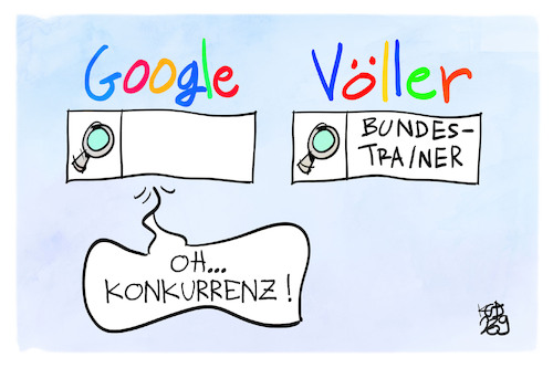 Cartoon: Suchmaschine völler (medium) by Kostas Koufogiorgos tagged karikatur,koufogiorgos,völler,suchmaschine,bundestrainer,fußball,karikatur,koufogiorgos,völler,suchmaschine,bundestrainer,fußball