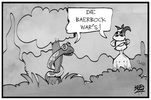 Cartoon: Sünden-Baerbock (medium) by Kostas Koufogiorgos tagged karikatur,koufogiorgos,illustration,cartoon,baerbock,schlange,adam,paradies,schuld,karikatur,koufogiorgos,illustration,cartoon,baerbock,schlange,adam,paradies,schuld