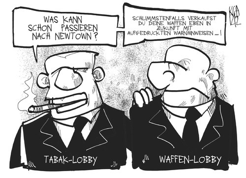 Cartoon: Tabak- und Waffenlobbyismus (medium) by Kostas Koufogiorgos tagged zigaretten,tabak,lobby,warnhinweis,waffen,usa,newtown,industrie,geschäft,wirtschaft,karikatur,kostas,koufogiorgos,zigaretten,tabak,lobby,warnhinweis,waffen,usa,newtown,industrie,geschäft,wirtschaft,karikatur,kostas,koufogiorgos