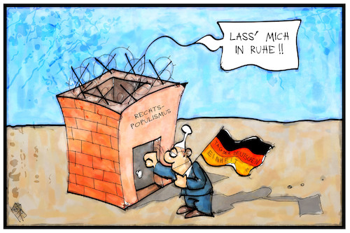 Cartoon: Tag der deutschen Einheit (medium) by Kostas Koufogiorgos tagged karikatur,koufogiorgos,illustration,cartoon,feiertag,einheit,deutschland,gedenktag,fahne,rechtspopulismus,trennung,abschpttung,karikatur,koufogiorgos,illustration,cartoon,feiertag,einheit,deutschland,gedenktag,fahne,rechtspopulismus,trennung,abschpttung