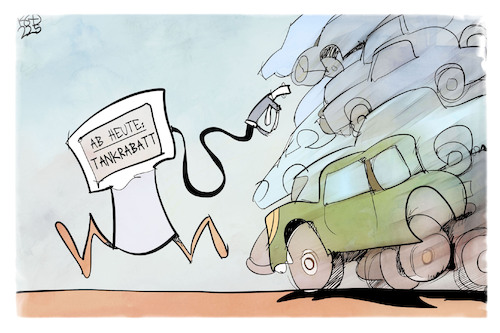 Cartoon: Tankrabatt (medium) by Kostas Koufogiorgos tagged karikatur,koufogiorgos,tankrabatt,tankstelle,autofahrer,auto,verkehr,mobilität,karikatur,koufogiorgos,tankrabatt,tankstelle,autofahrer,auto,verkehr,mobilität