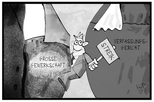 Cartoon: Tarifeinheitsgesetz (medium) by Kostas Koufogiorgos tagged karikatur,koufogiorgos,illustration,cartoon,streik,gewerkschaft,tarifeinheitsgesetz,verfassungsrichter,arbeit,bundesverfassungsgericht,erdrückt,freiheit,demokratie,tarifautonomie,karikatur,koufogiorgos,illustration,cartoon,streik,gewerkschaft,tarifeinheitsgesetz,verfassungsrichter,arbeit,bundesverfassungsgericht,erdrückt,freiheit,demokratie,tarifautonomie