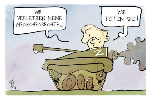 Cartoon: Tötung der Menschenrechte (medium) by Kostas Koufogiorgos tagged karikatur,koufogiorgos,putin,menschenrechte,töten,verletzten,krieg,ukraine,russland,karikatur,koufogiorgos,putin,menschenrechte,töten,verletzten,krieg,ukraine,russland