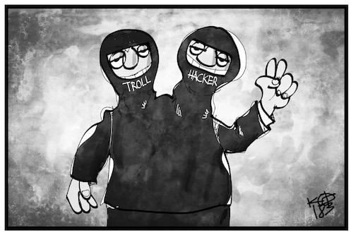 Cartoon: Trolle und Hacker (medium) by Kostas Koufogiorgos tagged von,trollen,und,hackern,von,trollen,und,hackern