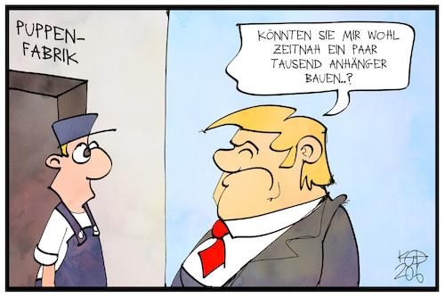 Cartoon: Trump-Anhänger (medium) by Kostas Koufogiorgos tagged karikatur,koufogiorgos,illustration,cartoon,trump,tulsa,wahlkampf,veranstaltung,puppe,anhänger,fan,usa,präsident,karikatur,koufogiorgos,illustration,cartoon,trump,tulsa,wahlkampf,veranstaltung,puppe,anhänger,fan,usa,präsident