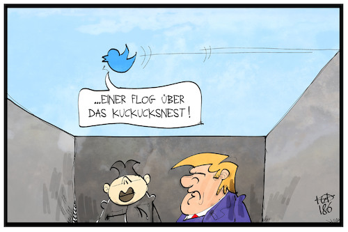 Cartoon: Trump-Kim-Gipfel (medium) by Kostas Koufogiorgos tagged karikatur,koufogiorgos,illustration,cartoon,trump,kim,twitter,vogel,film,zitat,titel,kuckucksnest,psychiatrie,irrenanstalt,usa,nordkorea,karikatur,koufogiorgos,illustration,cartoon,trump,kim,twitter,vogel,film,zitat,titel,kuckucksnest,psychiatrie,irrenanstalt,usa,nordkorea