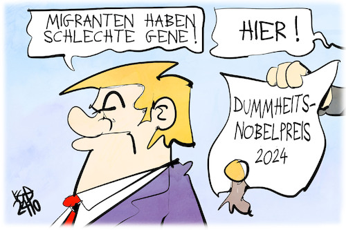 Cartoon: Trump (medium) by Kostas Koufogiorgos tagged karikatur,koufogiorgos,trump,kriminalität,migration,nobelpreis,dummheit,karikatur,koufogiorgos,trump,kriminalität,migration,nobelpreis,dummheit