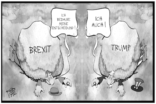 Cartoon: Trump und Brexit (medium) by Kostas Koufogiorgos tagged karikatur,koufogiorgos,illustration,cartoon,usa,uk,grossbritannien,brexit,trump,last,bedauern,bregret,entscheidung,wahl,stein,demokratie,karikatur,koufogiorgos,illustration,cartoon,usa,uk,grossbritannien,brexit,trump,last,bedauern,bregret,entscheidung,wahl,stein,demokratie