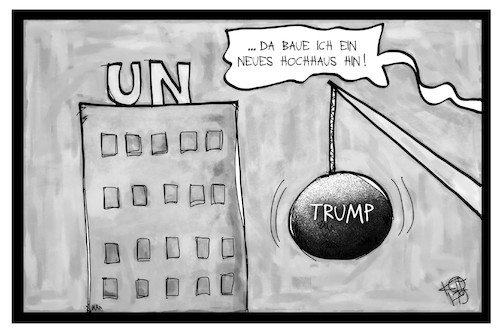 Cartoon: Trump und die UN (medium) by Kostas Koufogiorgos tagged karikatur,koufogiorgos,illustration,cartoon,trump,un,abrissbirne,immobilien,tycoon,new,york,abriss,neubau,hochhaus,diplomatie,usa,karikatur,koufogiorgos,illustration,cartoon,trump,un,abrissbirne,immobilien,tycoon,new,york,abriss,neubau,hochhaus,diplomatie,usa