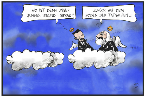 Cartoon: Überflieger Tsipras (medium) by Kostas Koufogiorgos tagged karikatur,koufogiorgos,illustration,cartoon,tsipras,marx,engels,himmel,wolke,sozialismus,realität,griechenland,politik,überflieger,karikatur,koufogiorgos,illustration,cartoon,tsipras,marx,engels,himmel,wolke,sozialismus,realität,griechenland,politik,überflieger