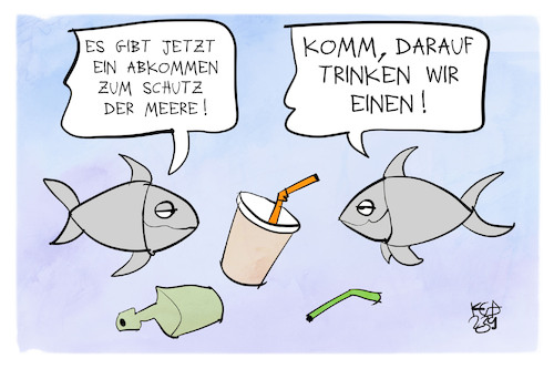 Cartoon: UN-Hochseeschutzabkommen (medium) by Kostas Koufogiorgos tagged karikatur,koufogiorgos,hochseeschutzabkommen,meer,verschmutzung,plastik,karikatur,koufogiorgos,hochseeschutzabkommen,meer,verschmutzung,plastik