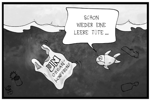 Cartoon: UN-Ozeankonferenz (medium) by Kostas Koufogiorgos tagged karikatur,koufogiorgos,illustration,cartoon,ozean,konferenz,meer,wasser,un,vereinte,nationen,fisch,tüte,plastik,verschmutzung,inhaltsleer,umwelt,umweltverschmutzung,karikatur,koufogiorgos,illustration,cartoon,ozean,konferenz,meer,wasser,un,vereinte,nationen,fisch,tüte,plastik,verschmutzung,inhaltsleer,umwelt,umweltverschmutzung