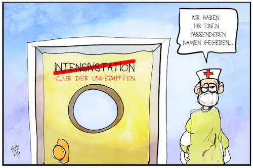 Cartoon: Ungeimpfte (medium) by Kostas Koufogiorgos tagged karikatur,koufogiorgos,illustration,cartoon,ungeimpft,intensivstation,krankenhaus,corona,pandemie,karikatur,koufogiorgos,illustration,cartoon,ungeimpft,intensivstation,krankenhaus,corona,pandemie