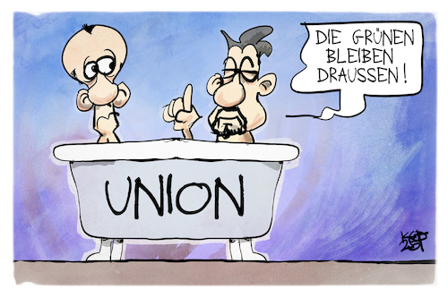 Cartoon: Union (medium) by Kostas Koufogiorgos tagged karikatur,koufogiorgos,union,cdu,csu,gruene,loriot,merz,söder,karikatur,koufogiorgos,union,cdu,csu,gruene,loriot,merz,söder