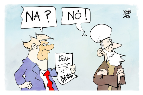 Cartoon: USA-Iran (medium) by Kostas Koufogiorgos tagged karikatur,koufogiorgos,iran,deal,usa,na,nö,ja,nein,karikatur,koufogiorgos,iran,deal,usa,na,nö,ja,nein