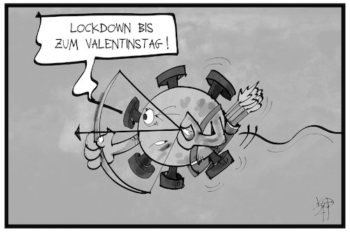 Cartoon: Valentinstag 2021 (medium) by Kostas Koufogiorgos tagged karikatur,koufogiorgos,illustration,cartoon,lockdown,valentinstag,amor,pfeil,bogen,treffer,infektion,pandemie,corona,karikatur,koufogiorgos,illustration,cartoon,lockdown,valentinstag,amor,pfeil,bogen,treffer,infektion,pandemie,corona